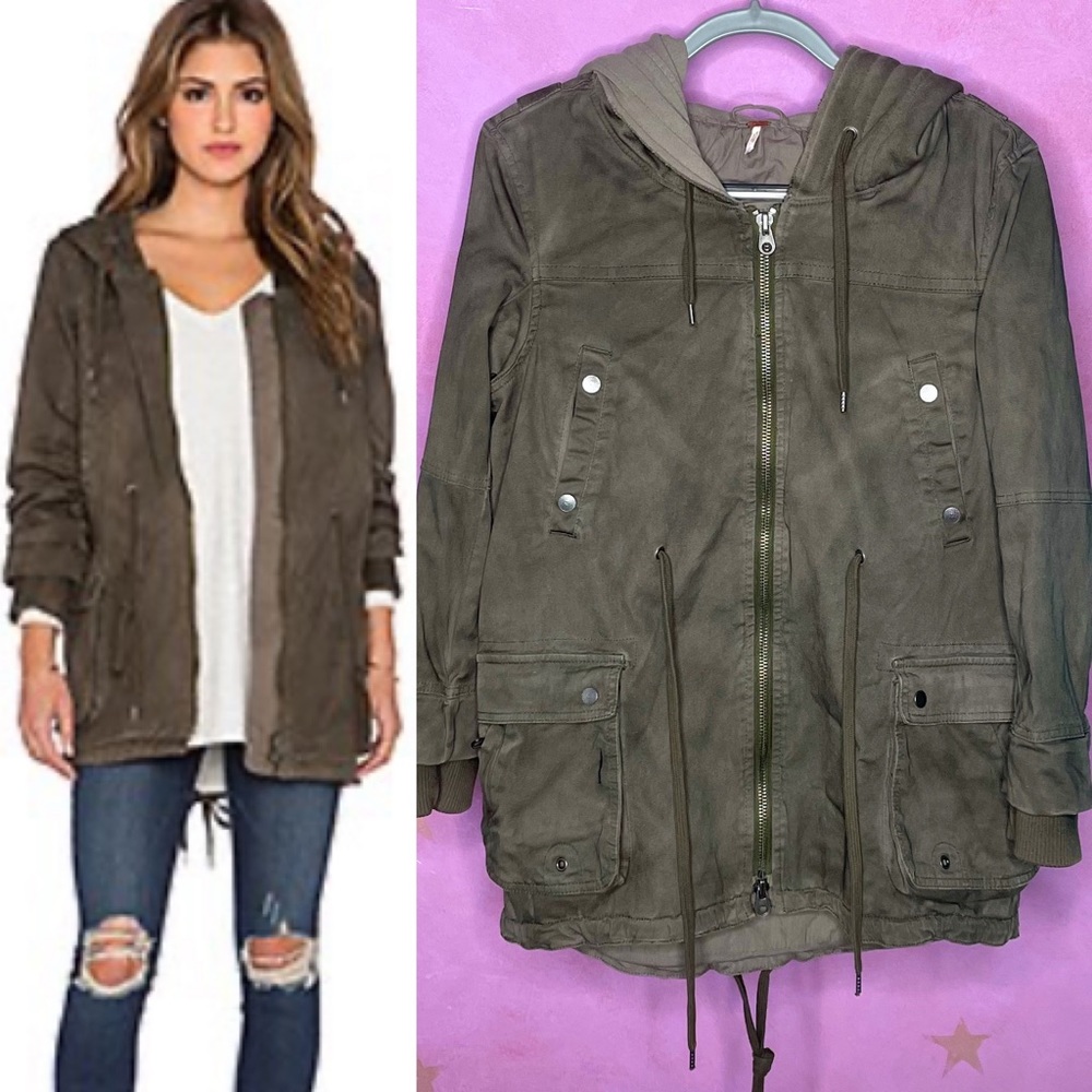 Free People Hooded Parka Jacket Army Green ALT Bella Swan Twilight  TVD